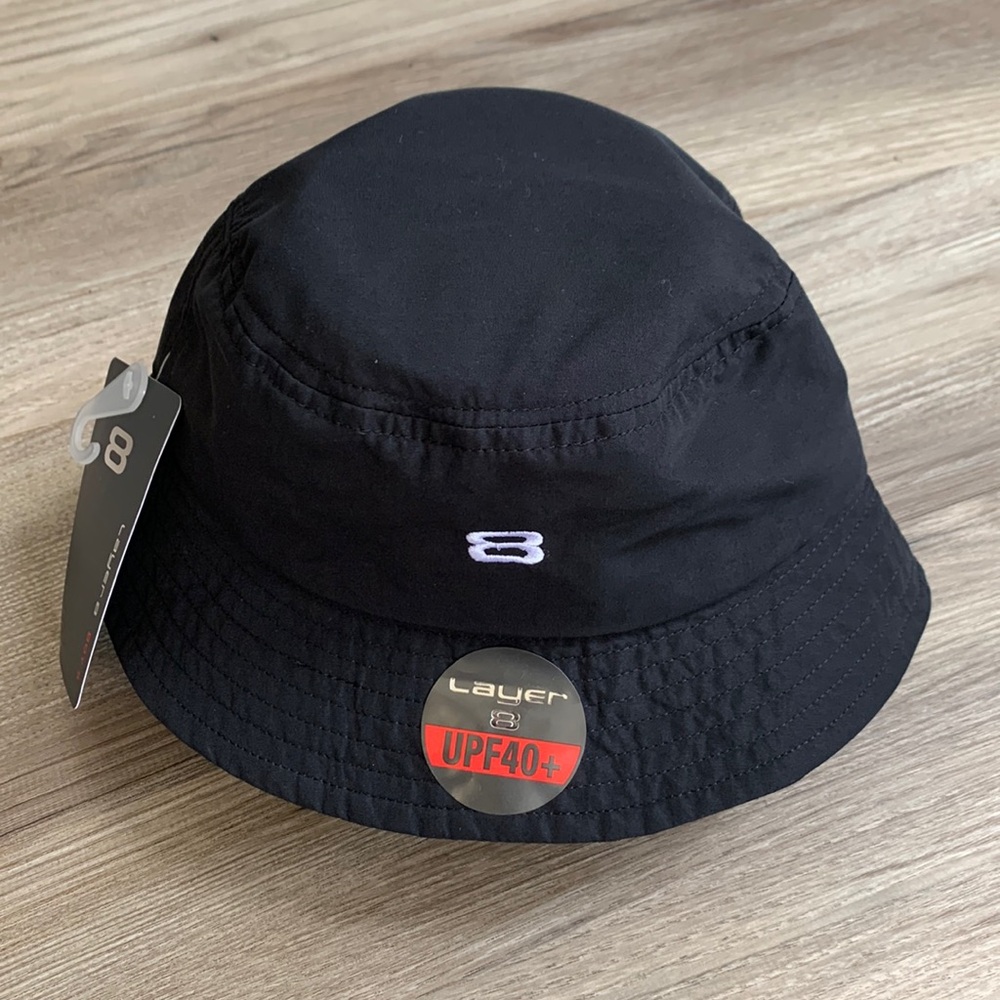 Layer 8 Toddler Bucket Hat Black with Chin Strap UPF 40+ Protection 🆕 Layer8 UV